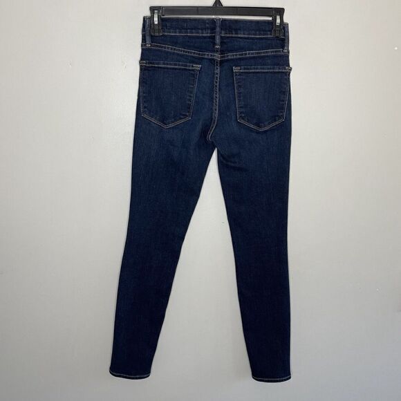 FRAME Jeans Womens 26 Le Skinny de Jeanne Dark Wash Stretch Distressed - Picture 4 of 11